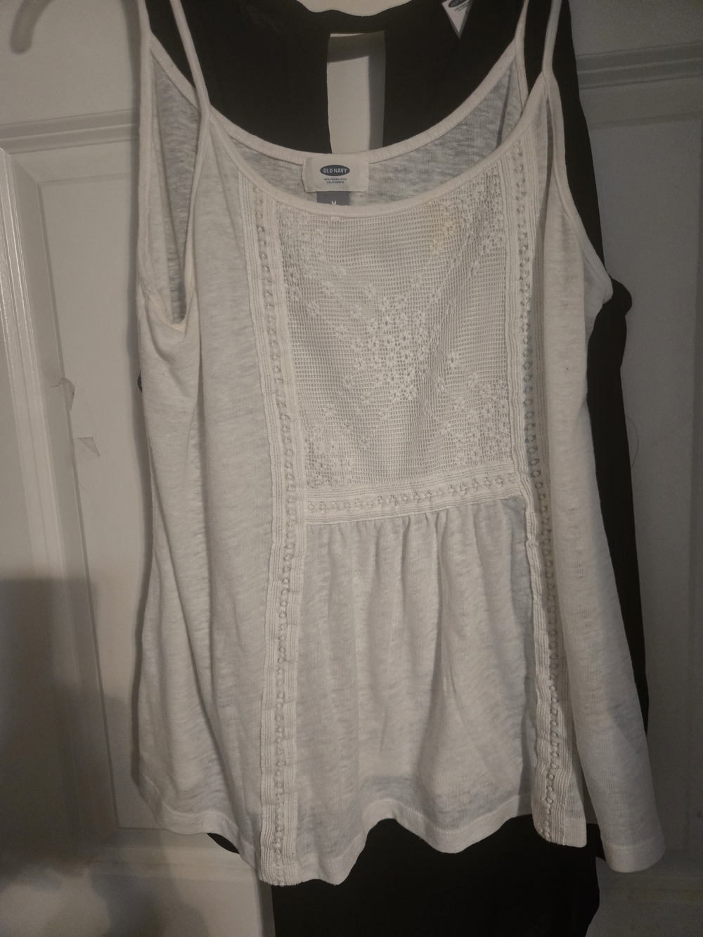 Old Navy White Crochet-Panel Camisole Tank Medium